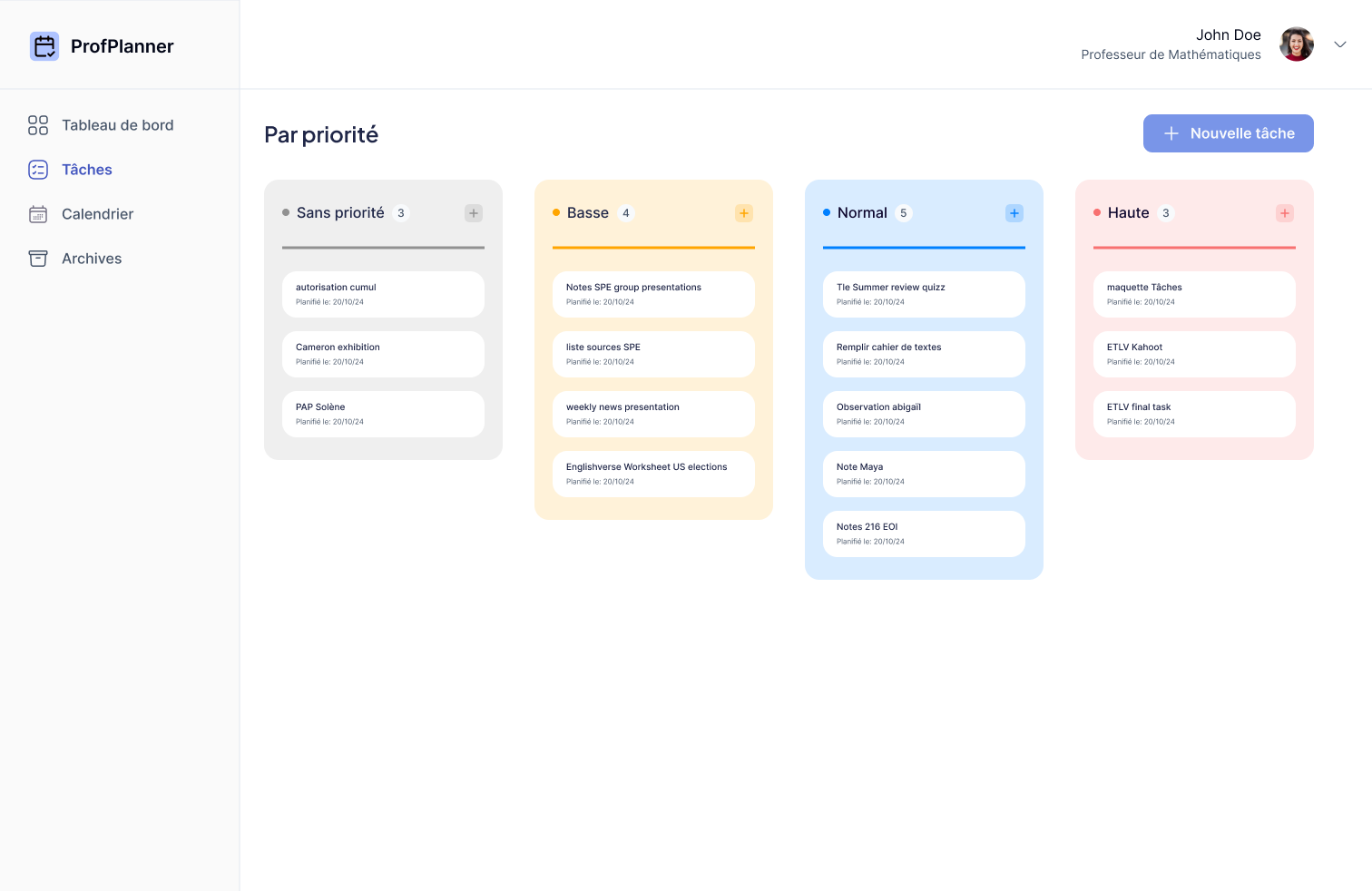 screenshot of the old mvp mockup of profplanner